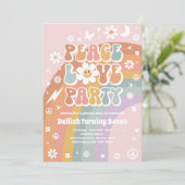 Invitation Peace Love Party Hippie Rainbow les années 70 fête (Debout devant)