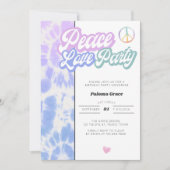 Invitation Peace Love Party Pastel Tie Dye Tout âge Anniversa (Devant)