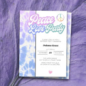 Invitation Peace Love Party Pastel Tie Dye Tout âge Anniversa