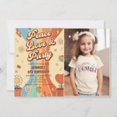 Invitation Peace Love Party Retro Arc-en-ciel 6e anniversaire (Devant)