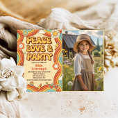 Invitation Peace Love Party Retro Arc-en-ciel 6e anniversaire