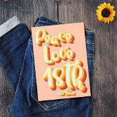 Invitation Peace Love Peach Retro Sunset Super 18e anniversai