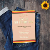 Invitation Peace Love Peach Retro Sunset Super 18e anniversai