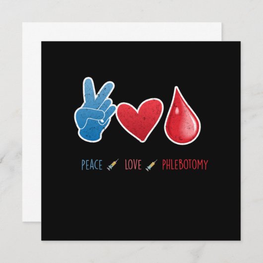 Invitation Peace Love Phlebotomie Sang Phlebotomiste Cadeau (Devant / Derrière)
