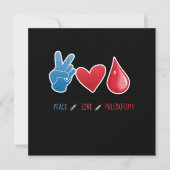 Invitation Peace Love Phlebotomie Sang Phlebotomiste Cadeau (Devant)