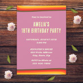 Invitation Peace Love Pink Retro Coucher de soleil Super 18e