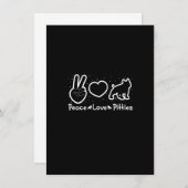 Invitation Peace Love Pitties, Chien Christmas, Aimer Pitbull (Devant / Derrière)