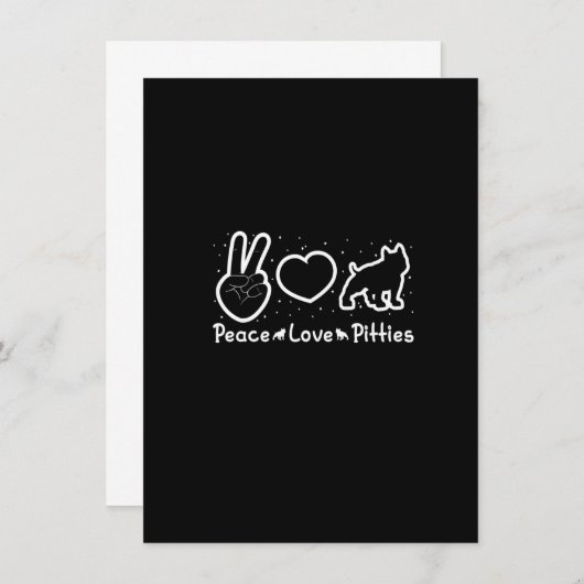 Invitation Peace Love Pitties, Chien Christmas, Aimer Pitbull (Devant / Derrière)
