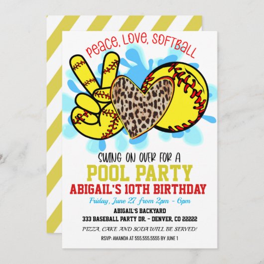 Invitation  Peace Love Sotball Pool (Devant / Derrière)