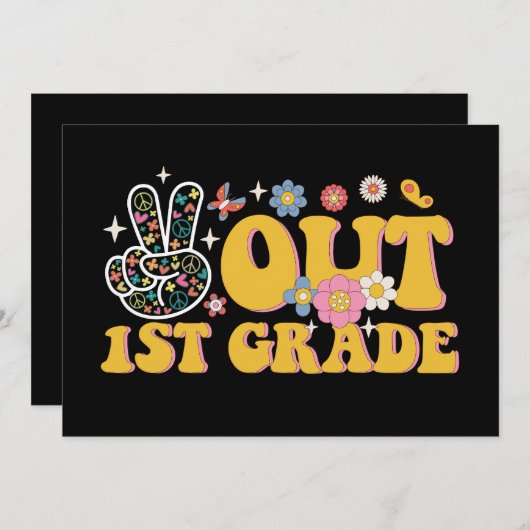 Invitation Peace Out 1re année Groovy Dernier jour d'école (Devant / Derrière)