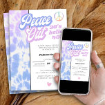 Invitation Peace Out 30s Bonjour 40 Tie Dye 40e anniversaire<br><div class="desc">Peace Out 30's bonjour 40 .. 40e anniversaire Invitation (ou n'hésitez pas à modifier les années pour convenir). Motif de teinture à l'aquarelle pastel dans les tons lilas et bleu avec typographie super et signe de paix rétro. Facile à customiser pour n'importe quel âge.</div>