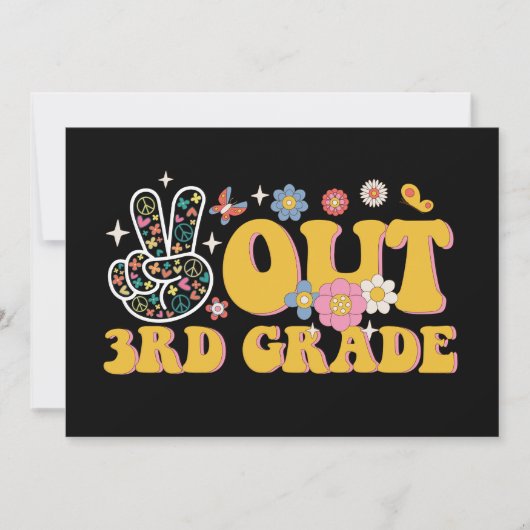 Invitation Peace Out 3e année groovy dernier jour d'école (Devant)