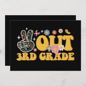 Invitation Peace Out 3ème année groovy dernier jour d'école (Devant / Derrière)