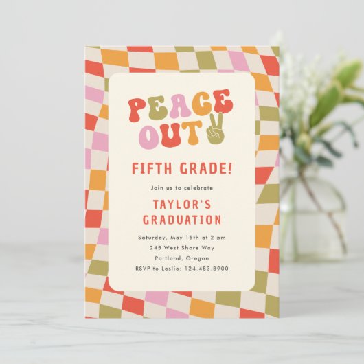 Invitation Peace Out 5e année Super Graduation Party (Debout devant)