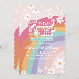 Invitation Peace Out Chiffres simples Arc-en-ciel 10e anniver