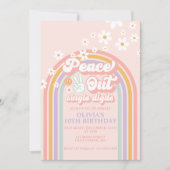 Invitation Peace out Chiffres simples arc-en-ciel 10e anniver (Devant)