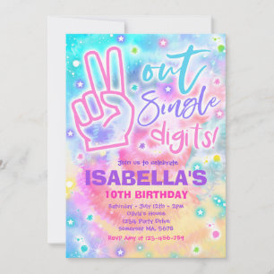 Invitation Peace Out Chiffres simples Hippy Tie Dye Anniversa