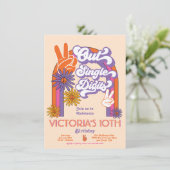 Invitation Peace Out Chiffres simples Rainbow Birthday Party (Debout devant)