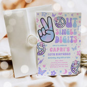 Invitation Peace Out Chiffres uniques Holographique Anniversa