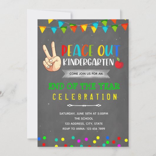 invitation Peace Out Kindergarten (Devant)