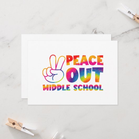 Invitation Peace Out Middle School Tie Dye Dernier Day Of Sch (Devant/Arrière en situation)