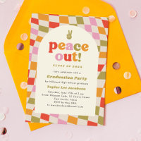 Peace Out Retro Super Colorful Graduation Party