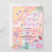 Invitation Peace Out Single Digits Groovy Daisy Birthday (Devant)