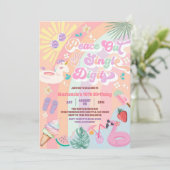 Invitation Peace Out Single Digits Groovy Daisy Birthday (Debout devant)
