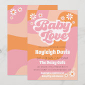 Invitation Peace Retro Super les années 70 bébé Amour Douche (Devant / Derrière)