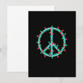 Invitation Peace Sign Christmas Lights Hippie Hipster Xmas (Devant / Derrière)