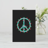 Invitation Peace Sign Christmas Lights Hippie Hipster Xmas (Debout devant)
