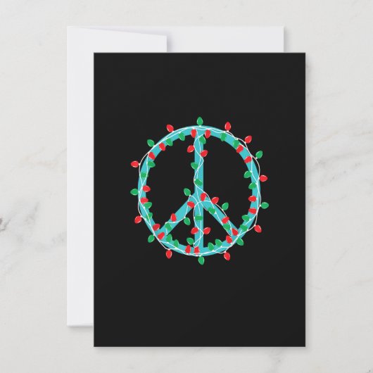 Invitation Peace Sign Christmas Lights Hippie Hipster Xmas (Devant)