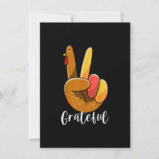 Invitation Peace Sign Hand Turkey Thanksgiving Grateful Women (Devant)