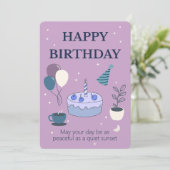 Invitation Peaceful Birthday Card with Night Sky and Moon (Debout devant)