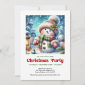 Invitation Peaceful cartoon snowman invite holiday printable (Devant)