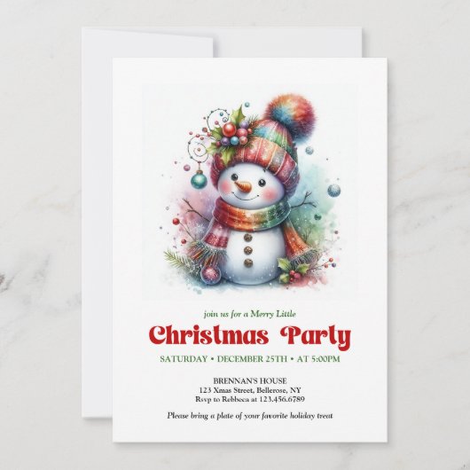 Invitation Peaceful funny snowman invite holiday joy digital (Devant)