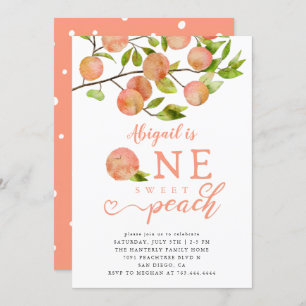 Invitation Peach 1er fête d'anniversaire