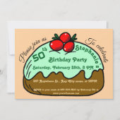 Invitation Peach 50th Birthday Party Chocolate Donut Dessert (Devant)