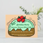 Invitation Peach 50th Birthday Party Chocolate Donut Dessert (Debout devant)