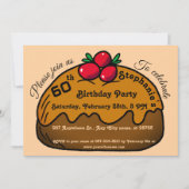 Invitation Peach 60th Birthday Party Chocolate Donut Dessert (Devant)