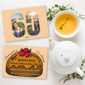 Invitation Peach 60th Birthday Party Chocolate Donut Dessert