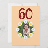 Invitation Peach 60th Birthday Simple Red Sunflower (Dos)