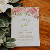 Invitation Peach and Pink Peony Flowers C'est une fille