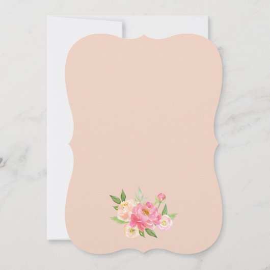 Invitation Peach and Pink Peony Flowers "Love" Mariage (Dos)