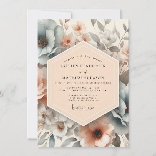 Invitation Peach Angelic Spring Wedding (Devant)