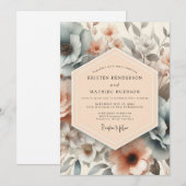Invitation Peach Angelic Spring Wedding (Devant / Derrière)