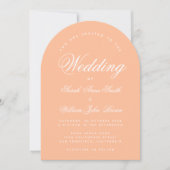 Invitation Peach Arch Mariage Simple Moderne Élégant Script (Devant)