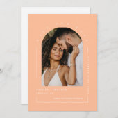 Invitation Peach Arch Photo QR Code Enregistrer notre date (Devant / Derrière)