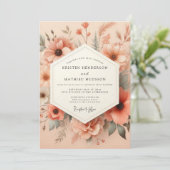 Invitation Peach Artful Meadow Wedding (Debout devant)