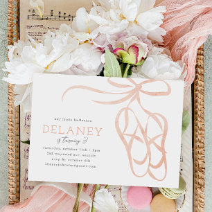 Invitation Peach Ballet Chaussons Anniversaire Fête Invitatio